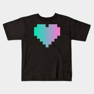 Minimalist Pixel Heart (Cyan and Pink) Kids T-Shirt